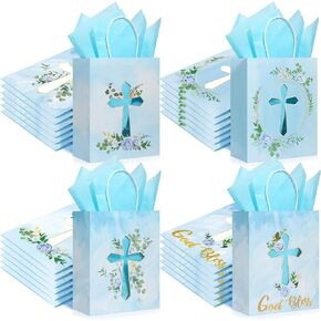 Thenshop 24 Pack Pack Hight Gips with Tissue Paper Porpism First Compleles Hig Bag Bag Dender Bass Cross God Gud Bass with First Compleinion Partism Church Form