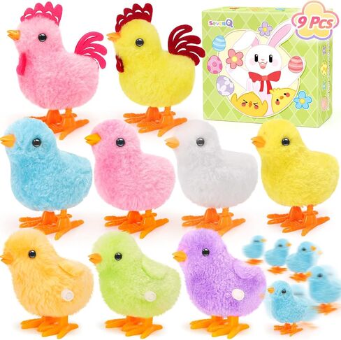 Wind Up Toys for Kids Easter Basket Stuffers, 9Pcs Jumping Plush Chicks Small Fidget Toys for Easter Egg Hunt Treasure Box Classroom Prizes Party Favors Goodie Bags Fillers Gifts in Saudi Arabia