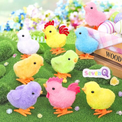 Wind Up Toys for Kids Easter Basket Stuffers, 9Pcs Jumping Plush Chicks Small Fidget Toys for Easter Egg Hunt Treasure Box Classroom Prizes Party Favors Goodie Bags Fillers Gifts in Saudi Arabia