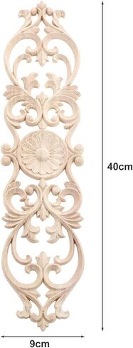 2Pcs Wood Appliques, Decorative Carved Wooden Onlays Furniture Makeover, Long Carvings Side Decals for Wall Bed Door Mirror Dresser Cupboard Closet Cabinet DIY Craft Project, 40x9cm/15.75x3.54in in Saudi Arabia