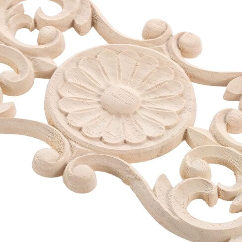 2Pcs Wood Appliques, Decorative Carved Wooden Onlays Furniture Makeover, Long Carvings Side Decals for Wall Bed Door Mirror Dresser Cupboard Closet Cabinet DIY Craft Project, 40x9cm/15.75x3.54in in Saudi Arabia