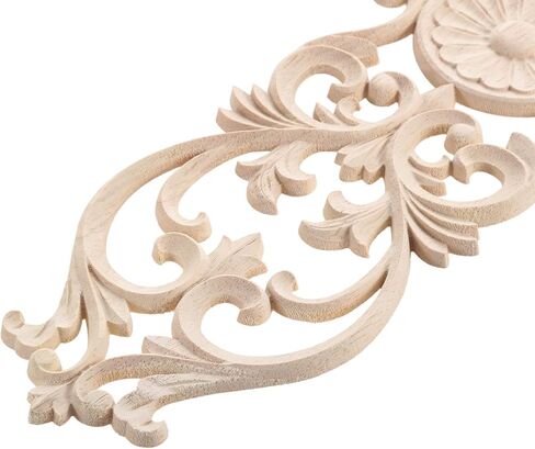 2Pcs Wood Appliques, Decorative Carved Wooden Onlays Furniture Makeover, Long Carvings Side Decals for Wall Bed Door Mirror Dresser Cupboard Closet Cabinet DIY Craft Project, 40x9cm/15.75x3.54in in Saudi Arabia