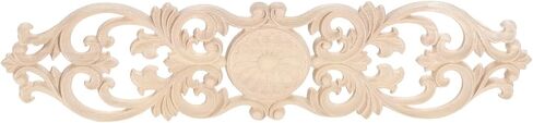 2Pcs Wood Appliques, Decorative Carved Wooden Onlays Furniture Makeover, Long Carvings Side Decals for Wall Bed Door Mirror Dresser Cupboard Closet Cabinet DIY Craft Project, 40x9cm/15.75x3.54in in Saudi Arabia