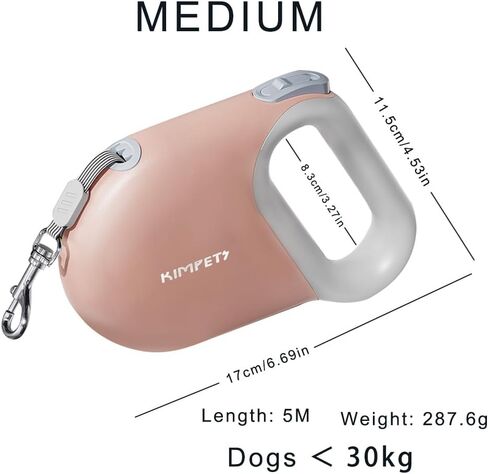Marchul 360° Tangle-Free Retractable Dog Leash, 16 ft Strong Nylon Tape up to 66lbs, One-Handed Brake, Pause, Lock, Anti-Slip Handle, Medium, White in Saudi Arabia