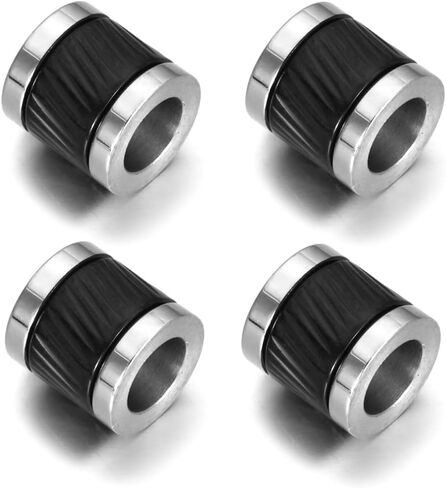 4 Pcs Stainless Steel Column Beads with Twill Pattern 6mm Large Hole Beads Metal Spacer Beads for DIY Bracelet Necklace Jewelry Making (Middle Black) in Saudi Arabia