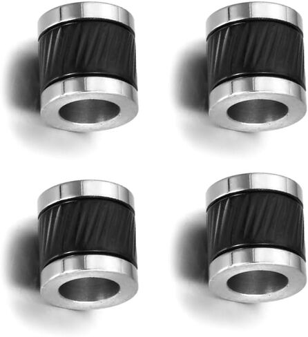 4 Pcs Stainless Steel Column Beads with Twill Pattern 6mm Large Hole Beads Metal Spacer Beads for DIY Bracelet Necklace Jewelry Making (Middle Black) in Saudi Arabia