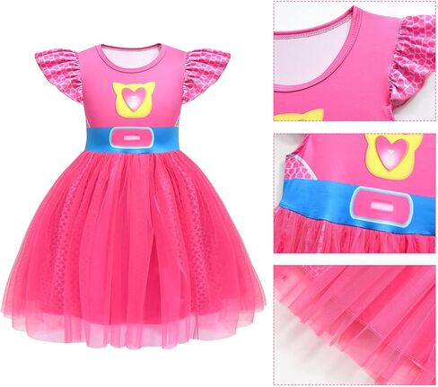 Girls Cute Kitties Tulle Dress with Flutter Sleeves Cat Dress Up Outfits for Christmas in Kuwait