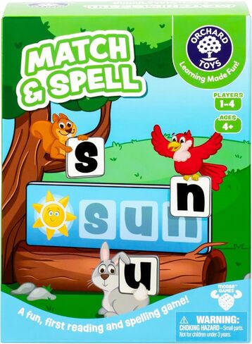 ORCHARD TOYS Match & Spell Game - New Art, Develop Your Children's Early Reading and Spelling Skills in This Updated, Fun Word-Building Game, 2 Ways to Play, for Ages 4+, Single or Multiplayer Game in Saudi Arabia
