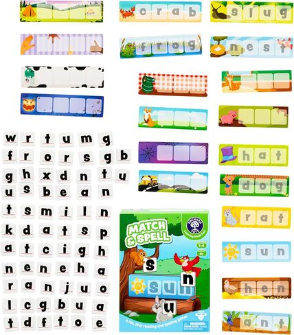 ORCHARD TOYS Match & Spell Game - New Art, Develop Your Children's Early Reading and Spelling Skills in This Updated, Fun Word-Building Game, 2 Ways to Play, for Ages 4+, Single or Multiplayer Game in Saudi Arabia
