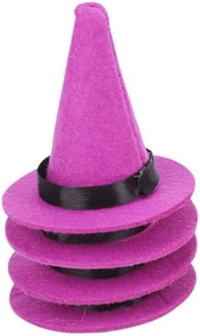 Mini Witch Hat with Mini Broom Miniature Straw Brooms for Halloween Party Craft Witches Decoration (Purple) in Kuwait