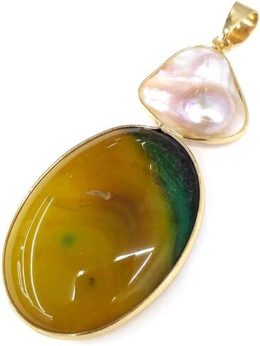 LE SKY natural stone pendants irregular freshwater pearl and purple agate pendants for jewelry making 31X76mm (2 PCS). in Saudi Arabia