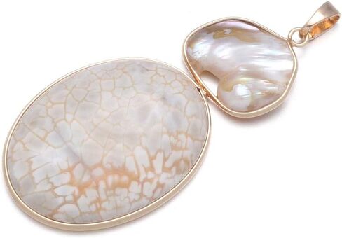 LE SKY natural stone pendants irregular freshwater pearl and purple agate pendants for jewelry making 31X76mm (2 PCS). in Saudi Arabia