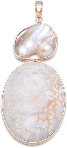 LE SKY natural stone pendants irregular freshwater pearl and purple agate pendants for jewelry making 31X76mm (2 PCS). in Saudi Arabia