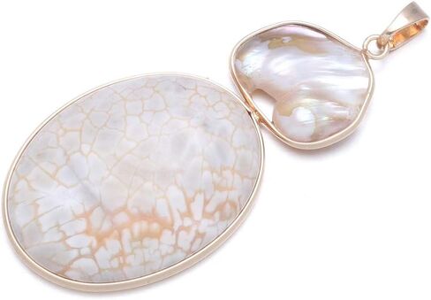 LE SKY natural stone pendants irregular freshwater pearl and purple agate pendants for jewelry making 31X76mm (2 PCS). in Saudi Arabia