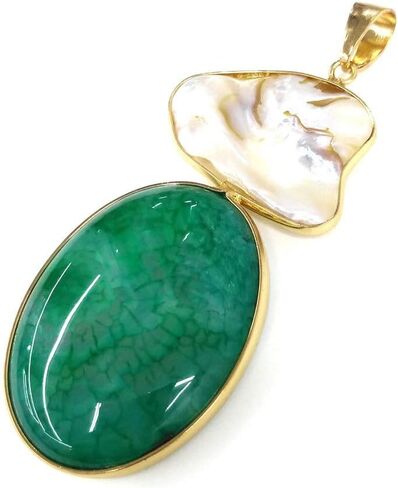 LE SKY natural stone pendants irregular freshwater pearl and purple agate pendants for jewelry making 31X76mm (2 PCS). in Saudi Arabia