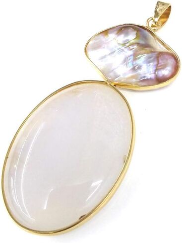 LE SKY natural stone pendants irregular freshwater pearl and purple agate pendants for jewelry making 31X76mm (2 PCS). in Saudi Arabia