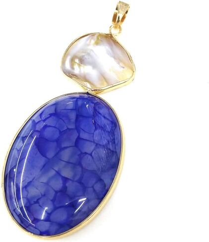 LE SKY natural stone pendants irregular freshwater pearl and purple agate pendants for jewelry making 31X76mm (2 PCS). in Saudi Arabia