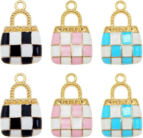 Julie Wang 60pcs مختلط مينا سبيكة سبيكة الموضة سحر أسود أزرق اللون الوردي لسلسلة مفاتيح المجوهرات صنع ملحقات DIY الحرفية in Kuwait