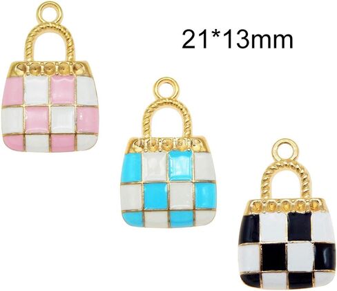Julie Wang 60pcs مختلط مينا سبيكة سبيكة الموضة سحر أسود أزرق اللون الوردي لسلسلة مفاتيح المجوهرات صنع ملحقات DIY الحرفية in Kuwait