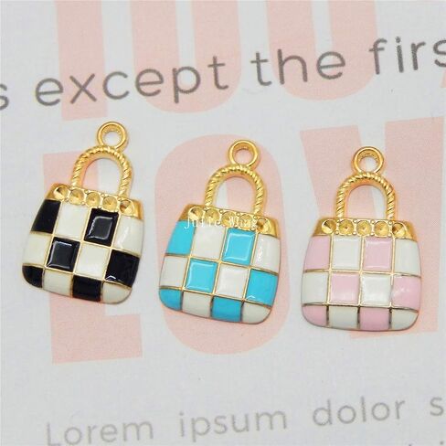Julie Wang 60pcs مختلط مينا سبيكة سبيكة الموضة سحر أسود أزرق اللون الوردي لسلسلة مفاتيح المجوهرات صنع ملحقات DIY الحرفية in Kuwait