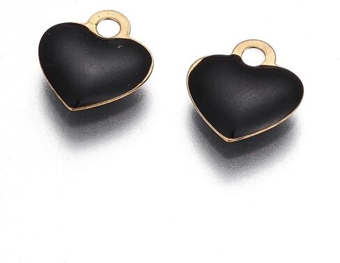 Liqunsweet 10 PCS Black Heart Monicel Brass Charms Sweet Love Charms for Valentine's Diy Diy Jewelry Bracelet Neckleace Craft Craft Decoration in Kuwait