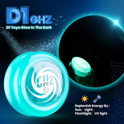 MAGICYOYO D1 GHZ Beginner Yoyo for Kids, Starter Yoyos Glow in The Dark, Auto Return Yo yo for Kids, Responsive Yoyo for 2a Looping Trick, Kids Yo-yo with 6 Yoyo Strings (Glow Blue) in Kuwait