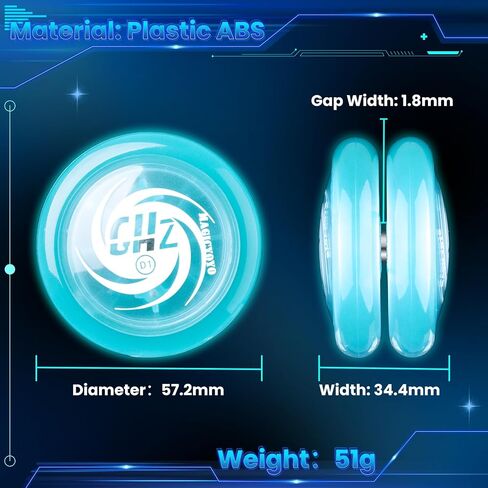 MAGICYOYO D1 GHZ Beginner Yoyo for Kids, Starter Yoyos Glow in The Dark, Auto Return Yo yo for Kids, Responsive Yoyo for 2a Looping Trick, Kids Yo-yo with 6 Yoyo Strings (Glow Blue) in Kuwait