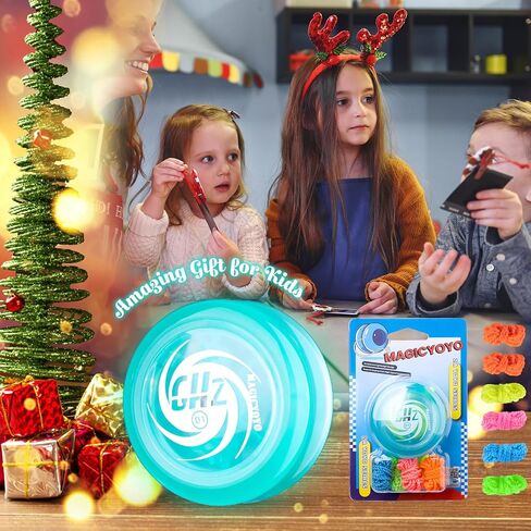 MAGICYOYO D1 GHZ Beginner Yoyo for Kids, Starter Yoyos Glow in The Dark, Auto Return Yo yo for Kids, Responsive Yoyo for 2a Looping Trick, Kids Yo-yo with 6 Yoyo Strings (Glow Blue) in Kuwait