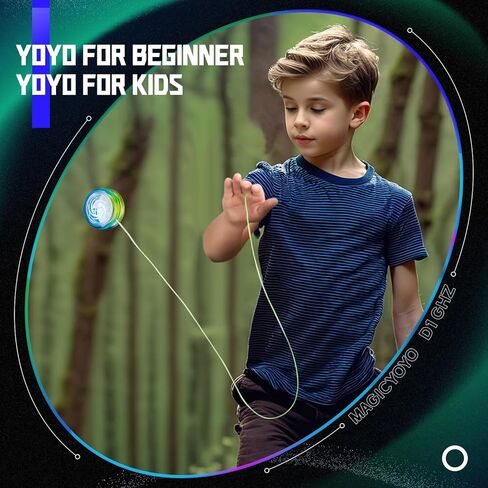 MAGICYOYO D1 GHZ Beginner Yoyo for Kids, Starter Yoyos Glow in The Dark, Auto Return Yo yo for Kids, Responsive Yoyo for 2a Looping Trick, Kids Yo-yo with 6 Yoyo Strings (Glow Blue) in Kuwait