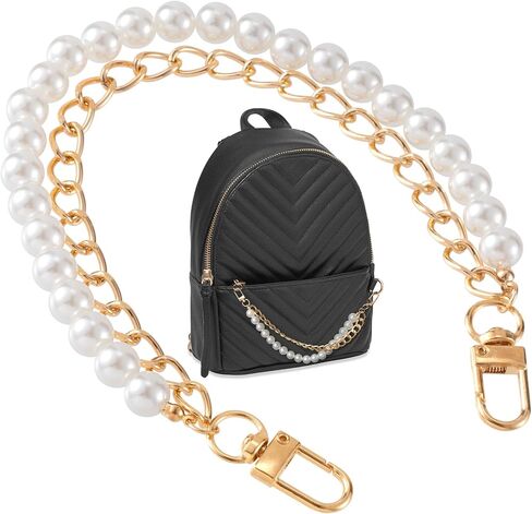 Isslly 1PCS Pearl Purse Extender Chain, Silver Bag Charm Handle, 10 mm Pearl Short Straps Replacement Decoration for Crossbody Bags, Handbags, Accessories for Bags with Metal Buckles in Kuwait