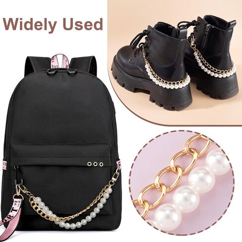 Isslly 1PCS Pearl Purse Extender Chain, Silver Bag Charm Handle, 10 mm Pearl Short Straps Replacement Decoration for Crossbody Bags, Handbags, Accessories for Bags with Metal Buckles in Kuwait