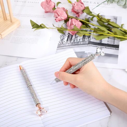 Jeyiour 8 PCS Diamond Black Ink Ink Rhinestone Pens Bling Metal Crystal Point Pens for Women for Wedder Bridal Defer Office Meeting Supplies Women Gifts ، 0.7 مم (ملون ، فضية) in Kuwait