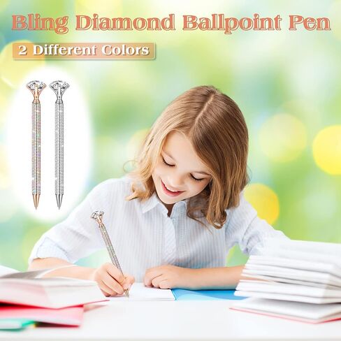 Jeyiour 8 PCS Diamond Black Ink Ink Rhinestone Pens Bling Metal Crystal Point Pens for Women for Wedder Bridal Defer Office Meeting Supplies Women Gifts ، 0.7 مم (ملون ، فضية) in Kuwait