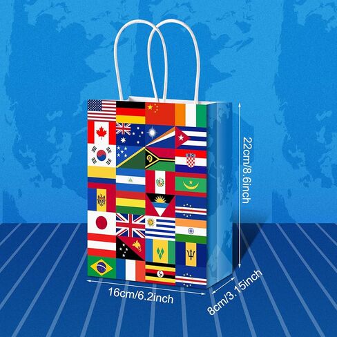 16 Pack International Flag Bags World Flag Gift Bags for Opening Sports Events Celebration Goodie Candy Party Favors Decoration Supplies in Kuwait