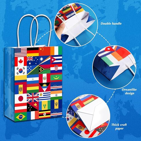 16 Pack International Flag Bags World Flag Gift Bags for Opening Sports Events Celebration Goodie Candy Party Favors Decoration Supplies in Kuwait