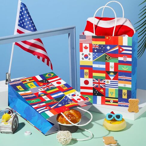 16 Pack International Flag Bags World Flag Gift Bags for Opening Sports Events Celebration Goodie Candy Party Favors Decoration Supplies in Kuwait