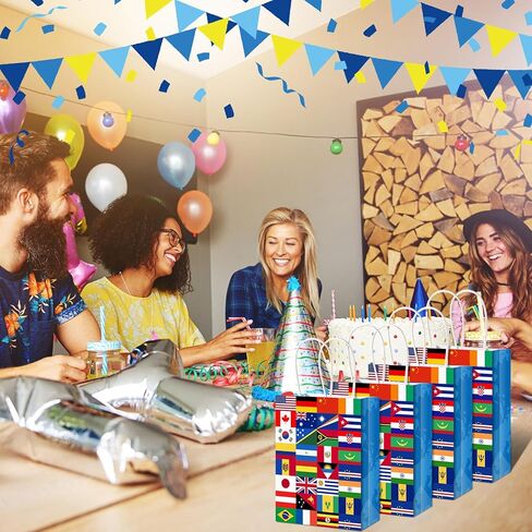 16 Pack International Flag Bags World Flag Gift Bags for Opening Sports Events Celebration Goodie Candy Party Favors Decoration Supplies in Kuwait