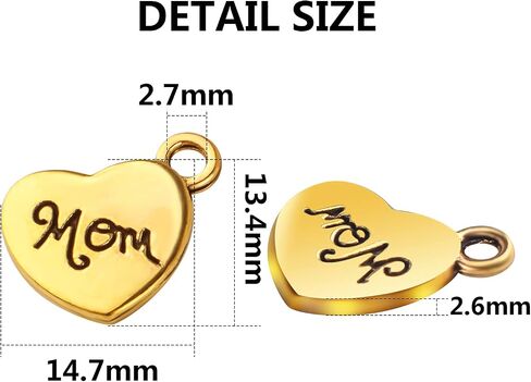 BronaGrand 30 Pieces Heart Mom Charms Pendants Alloy Love Heart Dangle Charms Craft Supplies for DIY Necklace Bracelet Jewelry Making Party Gifts in Kuwait