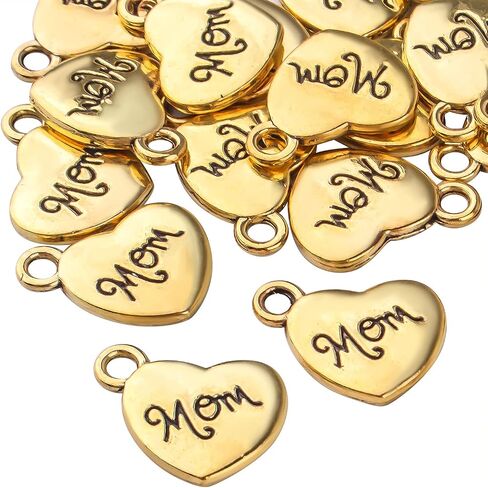 BronaGrand 30 Pieces Heart Mom Charms Pendants Alloy Love Heart Dangle Charms Craft Supplies for DIY Necklace Bracelet Jewelry Making Party Gifts in Kuwait