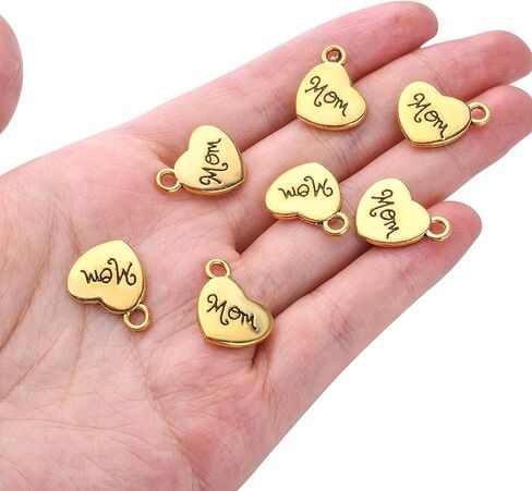 BronaGrand 30 Pieces Heart Mom Charms Pendants Alloy Love Heart Dangle Charms Craft Supplies for DIY Necklace Bracelet Jewelry Making Party Gifts in Kuwait