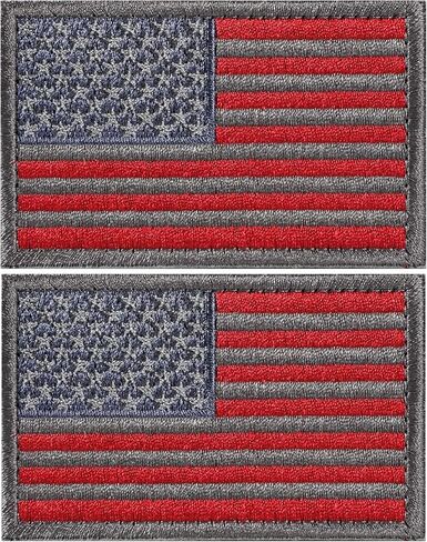 2 Pcs Tactical Patches with Hook and Loop Embroidered Patch for Backpacks Caps Hats Jackets Pants, Rectangular Military Army Uniform Emblems, Size 3x2 Inches (Grey & Red) in Kuwait