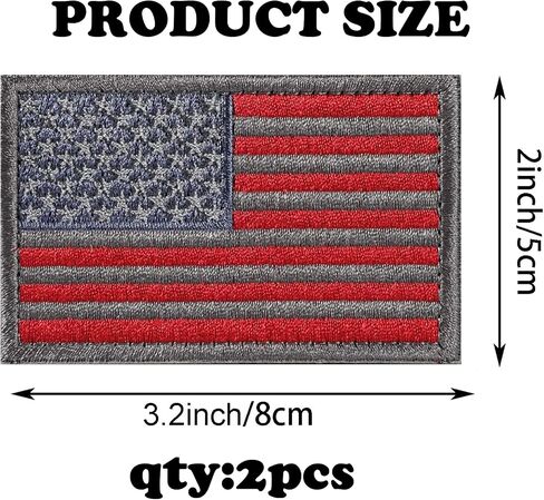 2 Pcs Tactical Patches with Hook and Loop Embroidered Patch for Backpacks Caps Hats Jackets Pants, Rectangular Military Army Uniform Emblems, Size 3x2 Inches (Grey & Red) in Kuwait
