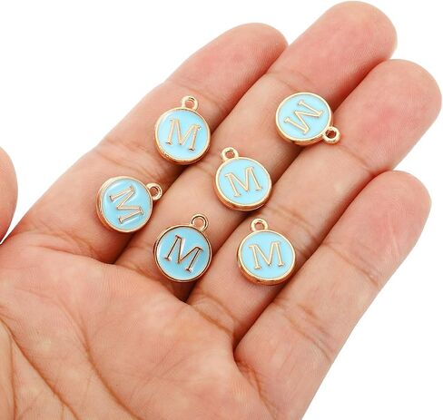 PATIKIL 50pcs Letter Charm Alphabet Charm Initial Pendant Charm Bulk Cute Double Sided Blue DIY for Jewelry Making Bracelet in Saudi Arabia