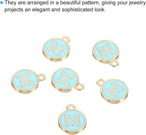 PATIKIL 50pcs Letter Charm Alphabet Charm Initial Pendant Charm Bulk Cute Double Sided Blue DIY for Jewelry Making Bracelet in Saudi Arabia