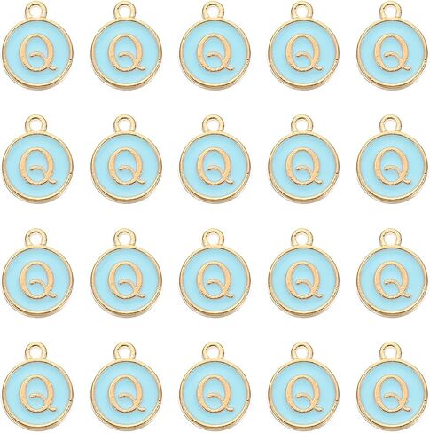 PATIKIL 50pcs Letter Charm Alphabet Charm Initial Pendant Charm Bulk Cute Double Sided Blue DIY for Jewelry Making Bracelet in Saudi Arabia