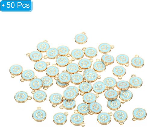PATIKIL 50pcs Letter Charm Alphabet Charm Initial Pendant Charm Bulk Cute Double Sided Blue DIY for Jewelry Making Bracelet in Saudi Arabia