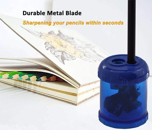 Manual Pencil Sharpener Dual Twin Holes Duty Metal Sharp Blade Crayon XL Sharpener with Large Round Catches Sharpening Regular HB Pencils Graphite Colored Jumbo Pencils for Designers Teachers in Saudi Arabia