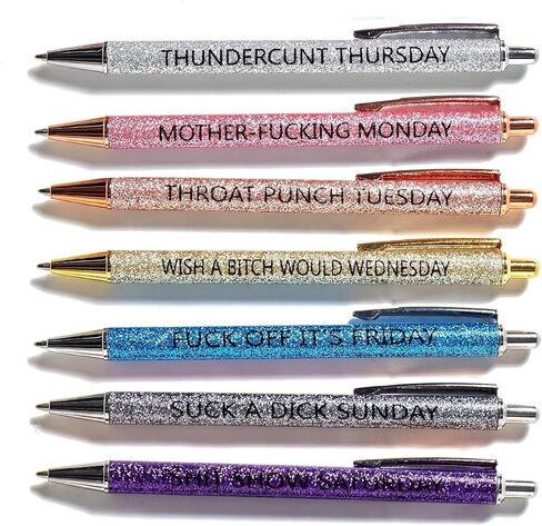 7pcs funny pens for adults,Pens for Adults Describing Mentality,Office Pens with Sayings for Each Day of The Week,Weekday Glitter Pen,Gift for Colleagues,Multi colored in Saudi Arabia