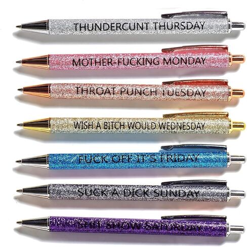 7pcs funny pens for adults,Pens for Adults Describing Mentality,Office Pens with Sayings for Each Day of The Week,Weekday Glitter Pen,Gift for Colleagues,Multi colored in Saudi Arabia