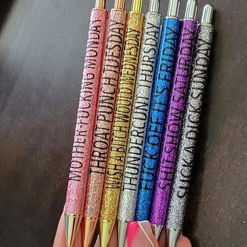 7pcs funny pens for adults,Pens for Adults Describing Mentality,Office Pens with Sayings for Each Day of The Week,Weekday Glitter Pen,Gift for Colleagues,Multi colored in Saudi Arabia